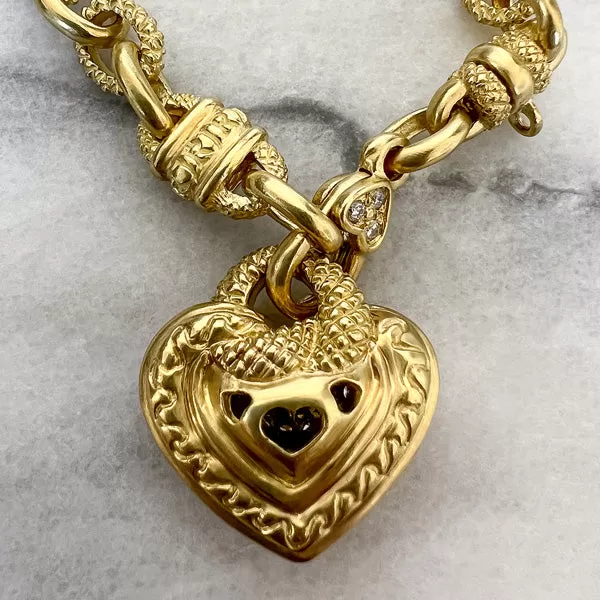 Estate Judith Ripka Diamond Heart Necklace