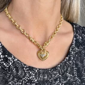 Estate Judith Ripka Diamond Heart Necklace