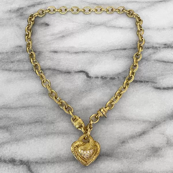 Estate Judith Ripka Diamond Heart Necklace