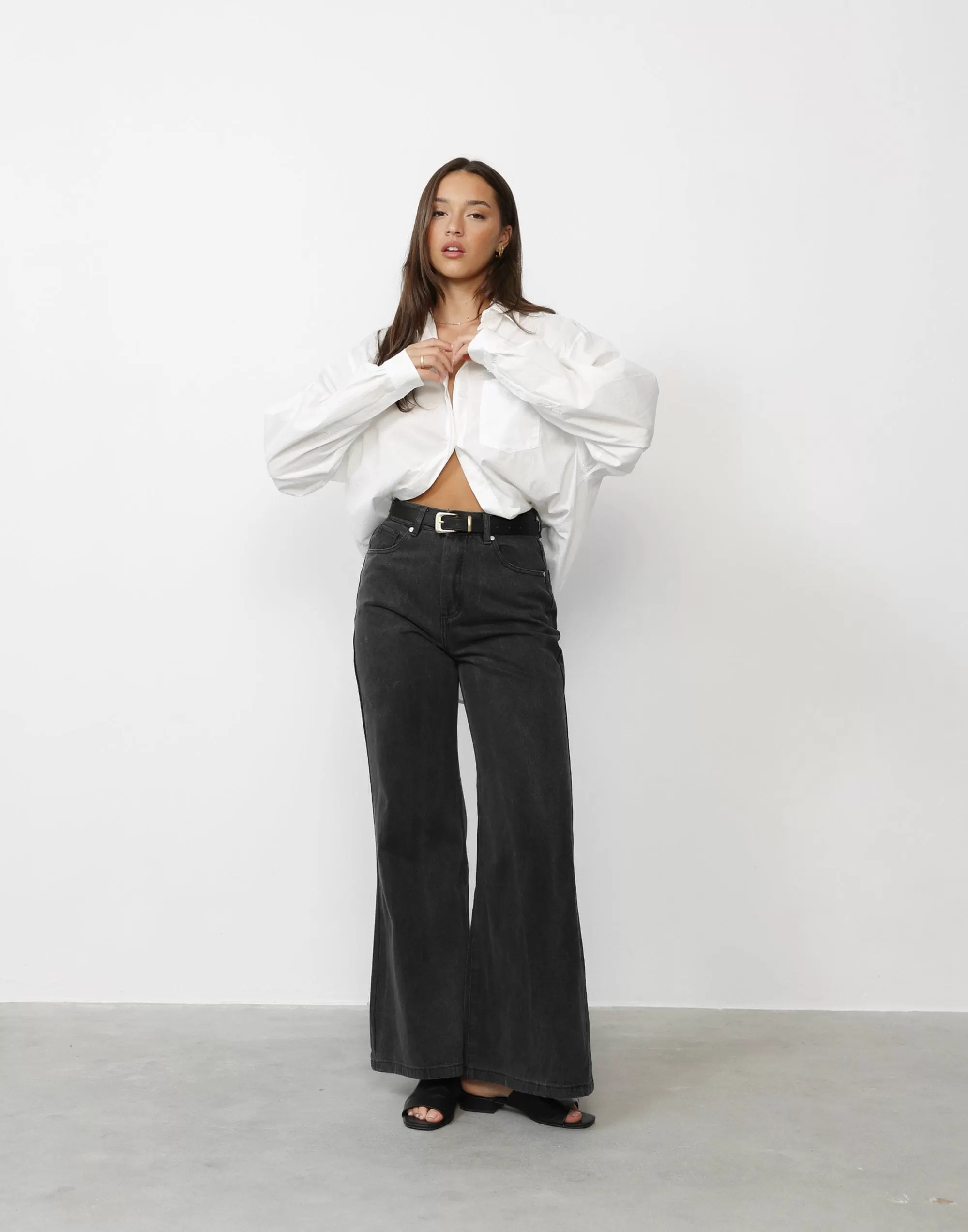 Ethan Wide Leg Jeans (Dark Grey)