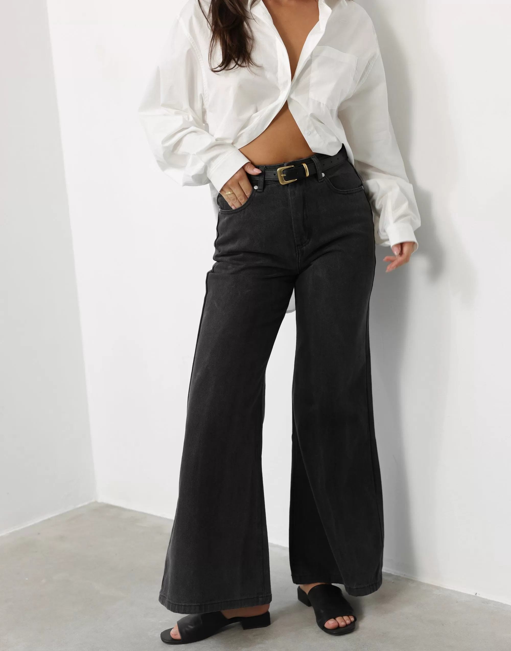 Ethan Wide Leg Jeans (Dark Grey)