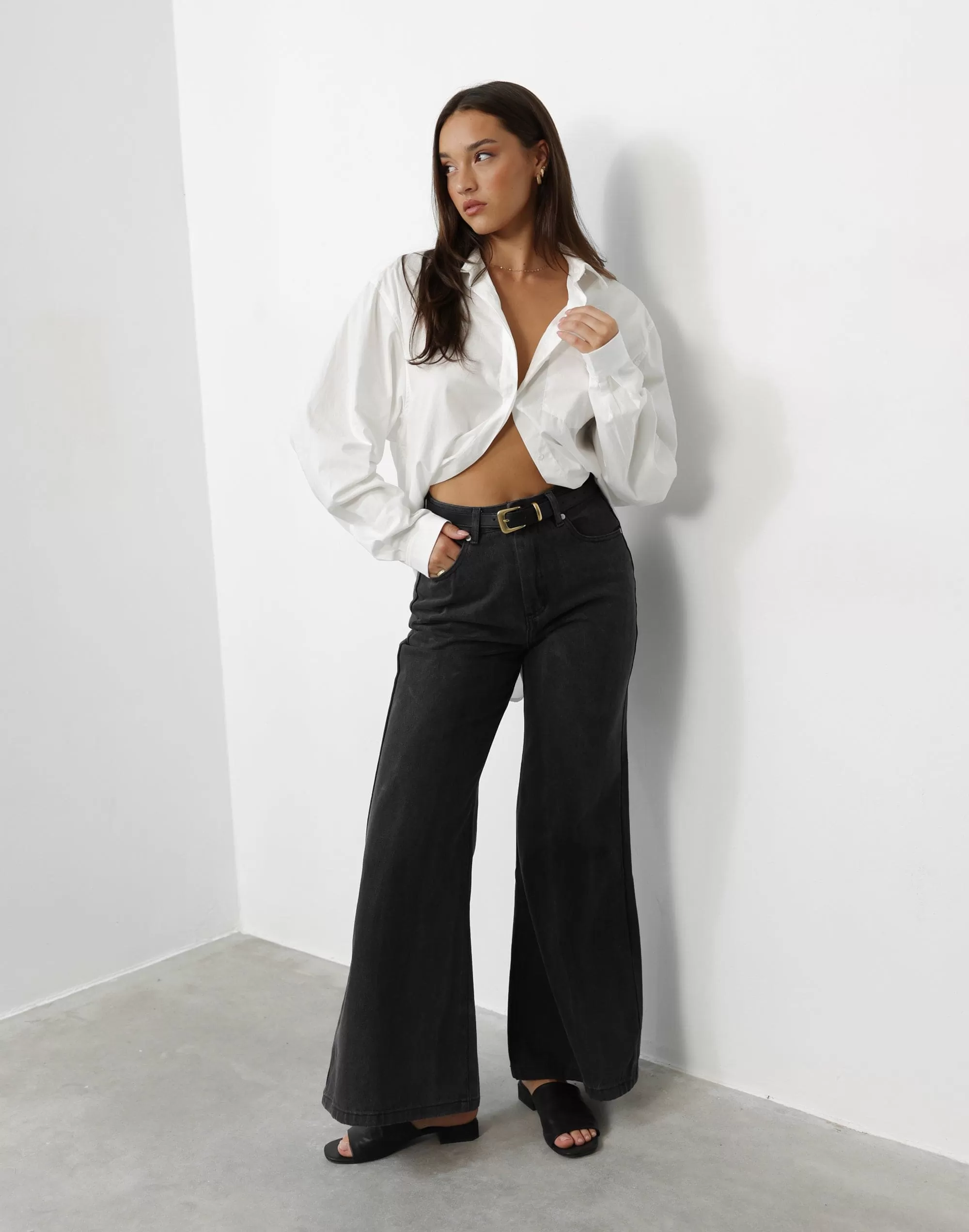 Ethan Wide Leg Jeans (Dark Grey)