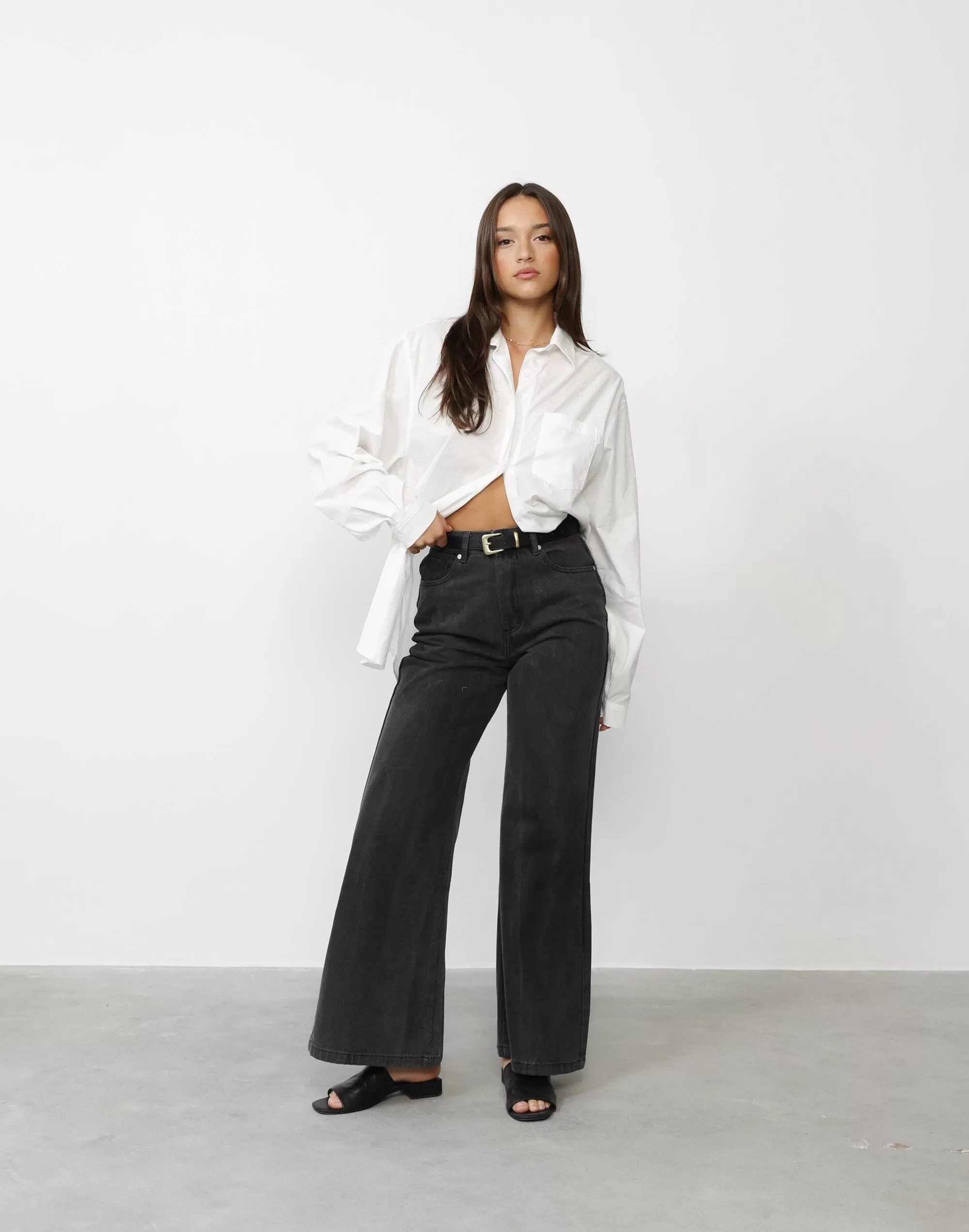 Ethan Wide Leg Jeans (Dark Grey)