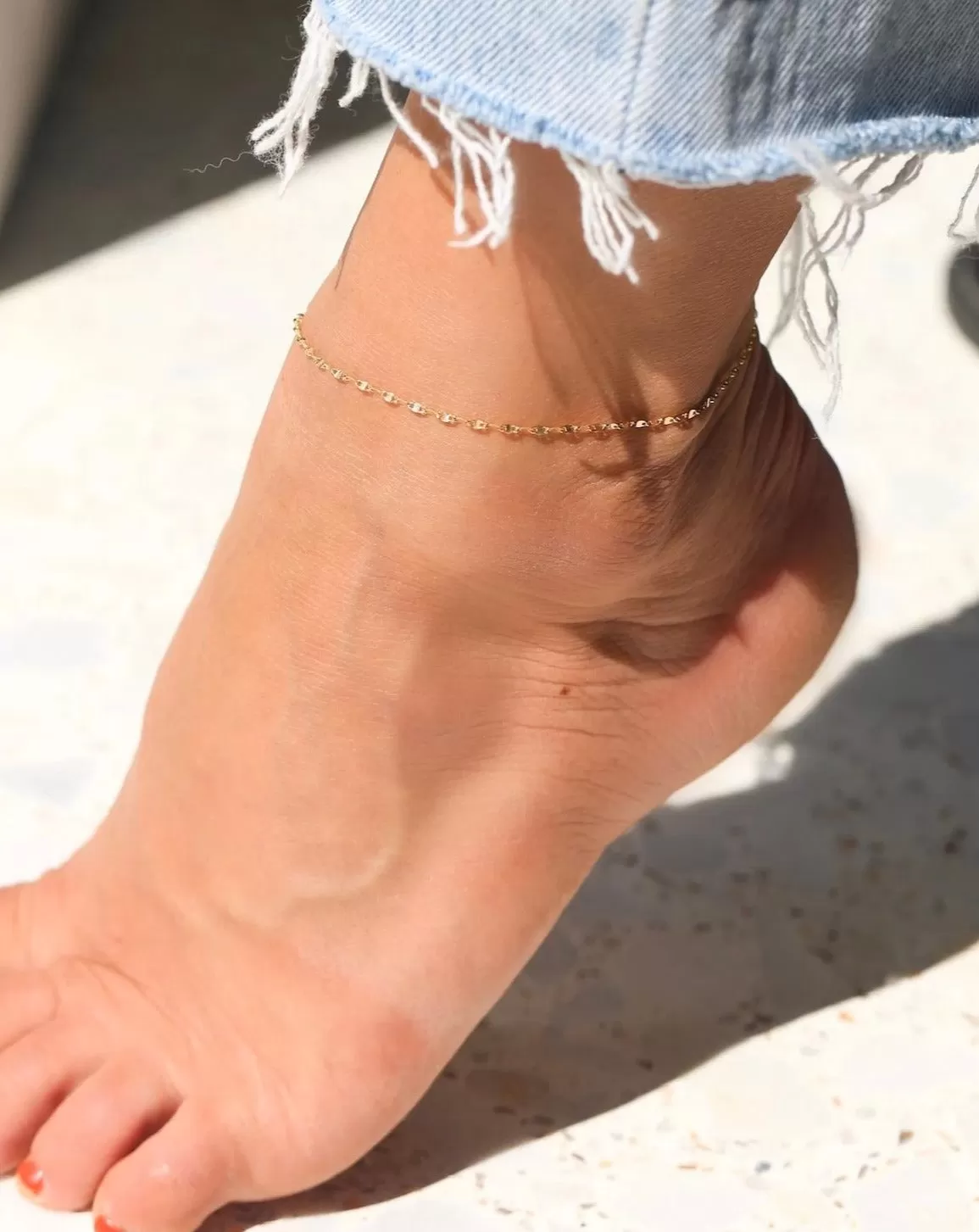 Fancy Chain Anklet - 10k Solid Gold