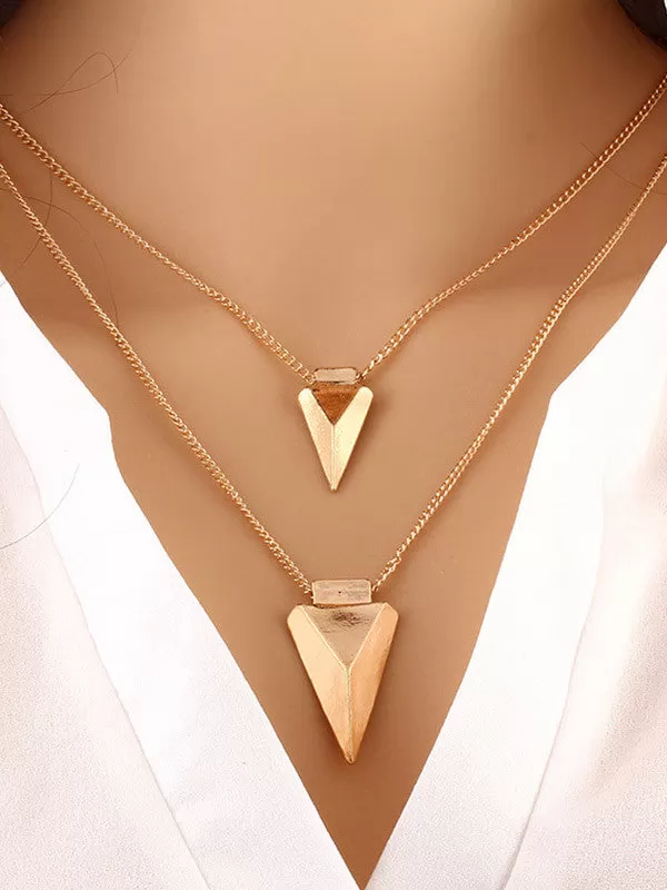 Fashion Women Metal Triangle Necklaces