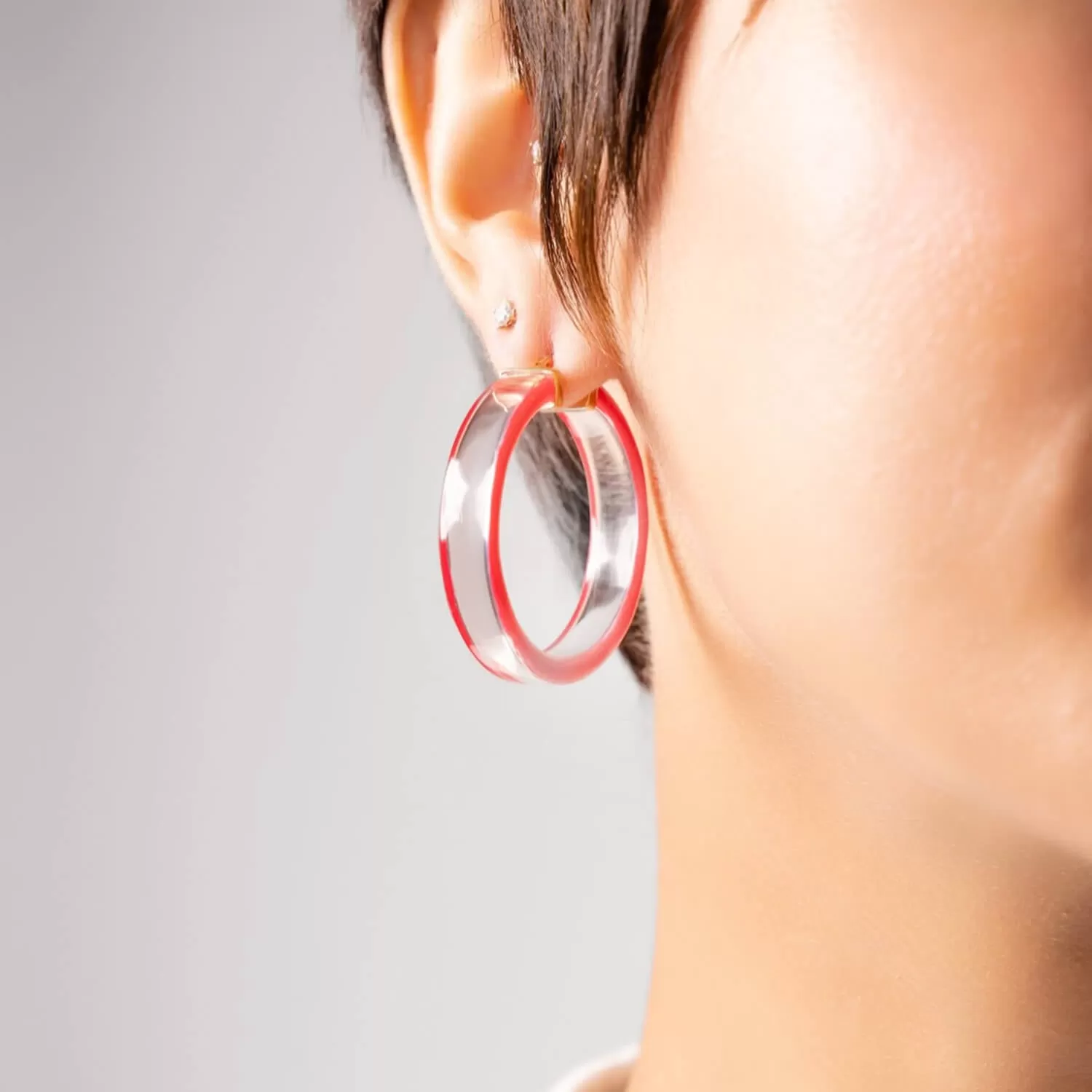 Flat Illusion Lucite Hoop Earrings