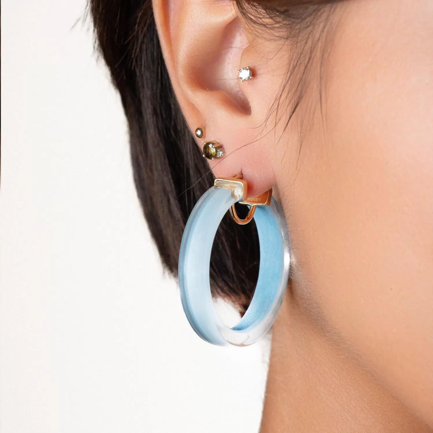 Flat Illusion Lucite Hoop Earrings