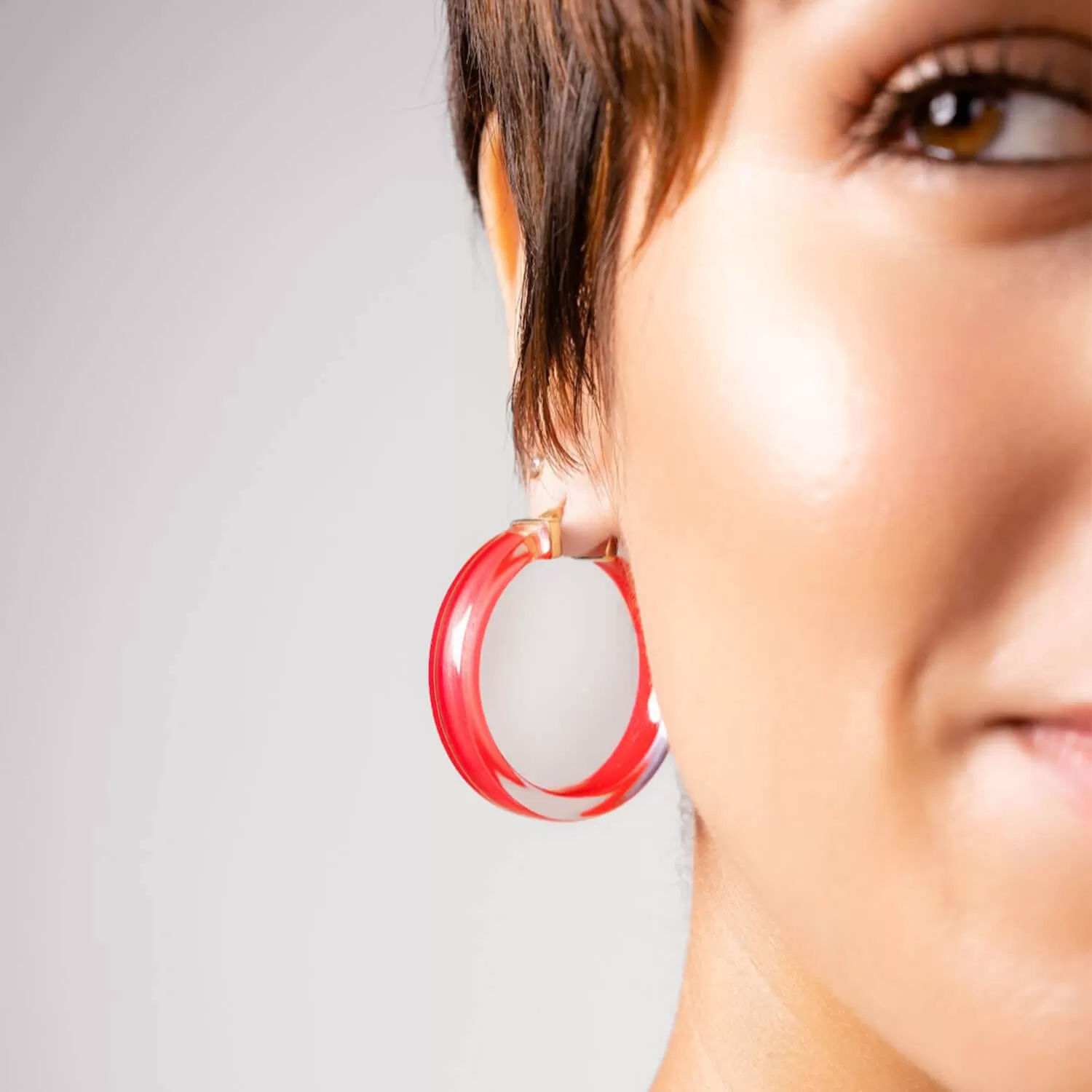 Flat Illusion Lucite Hoop Earrings