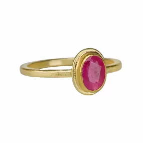 Frame Bezel-Set Oval Faceted Ruby Ring