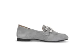 GABOR Grey Suede Loafer with Diamante Buckle 21019