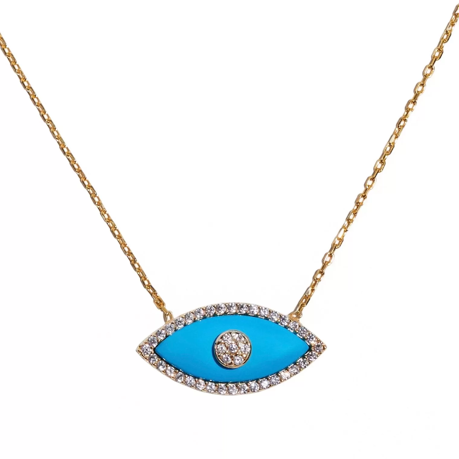 “Gemma” silver gold plated turquoise eye necklace