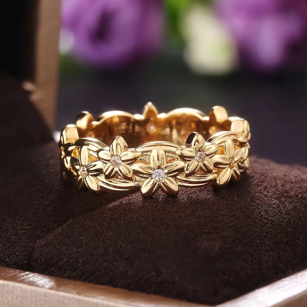 Genuine Flower Shaped Gold Grace Ring