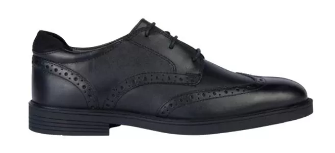 Geox Zeeno Black Leather Design Oxford Dress Shoe