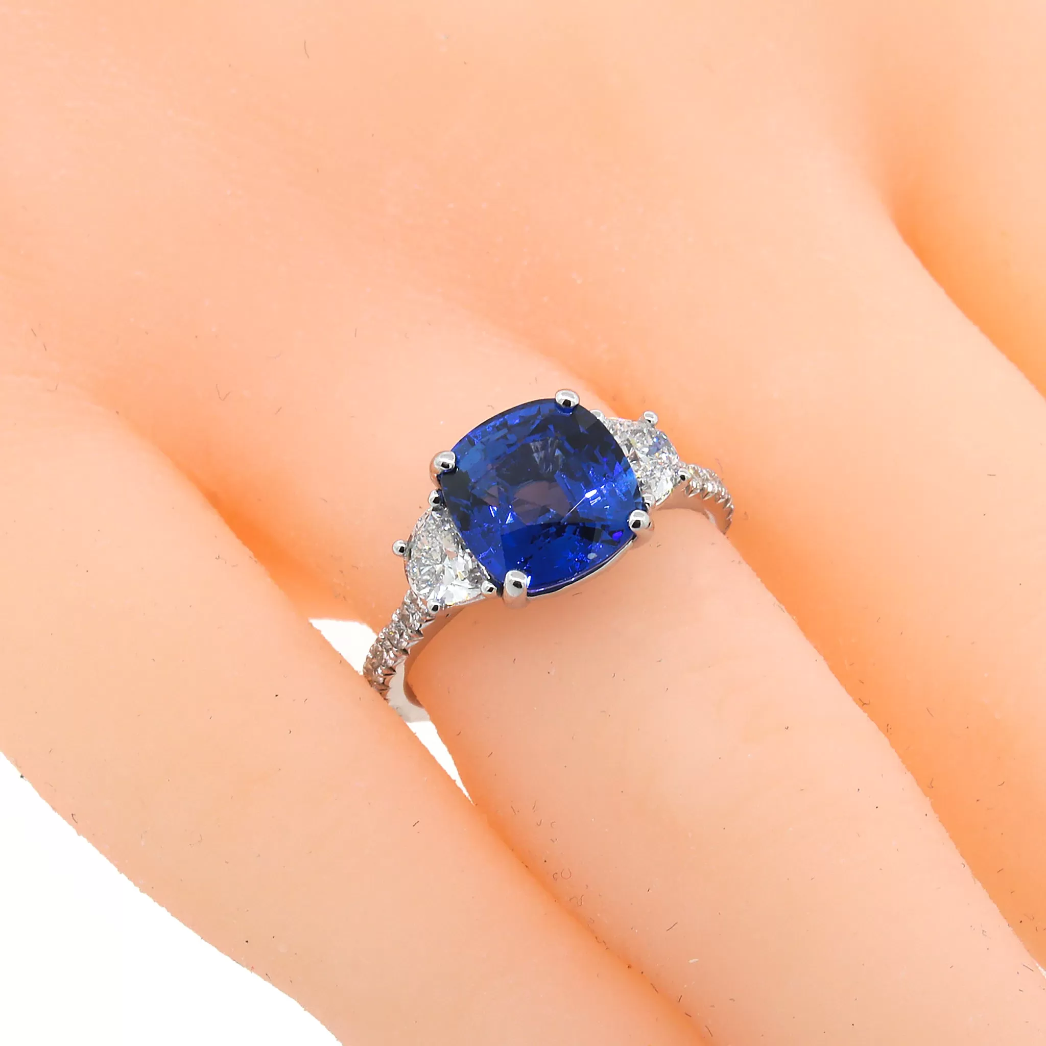 GIA Certified Sapphire and Diamond Engagement Ring