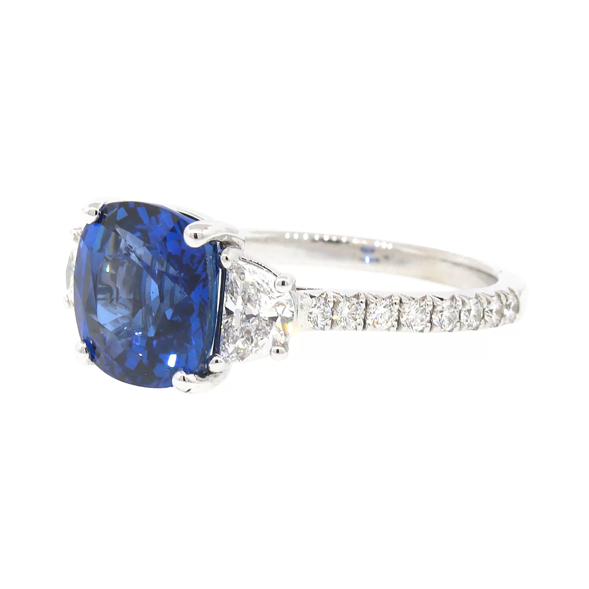 GIA Certified Sapphire and Diamond Engagement Ring