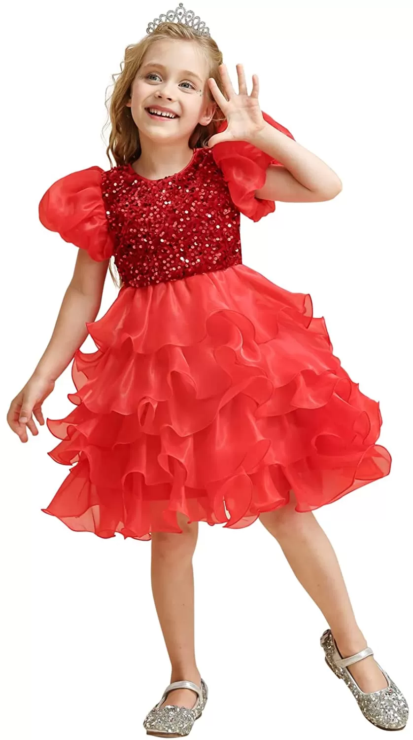 Girl Dress Kids Ruffles Lace Party Wedding Dresses