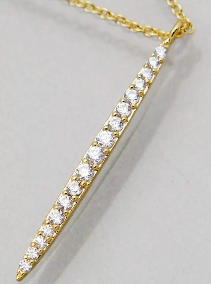 Gold and CZ Bar Necklace