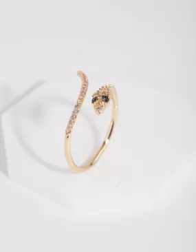 Gold Cubic Zirconia Wrap Snake Ring