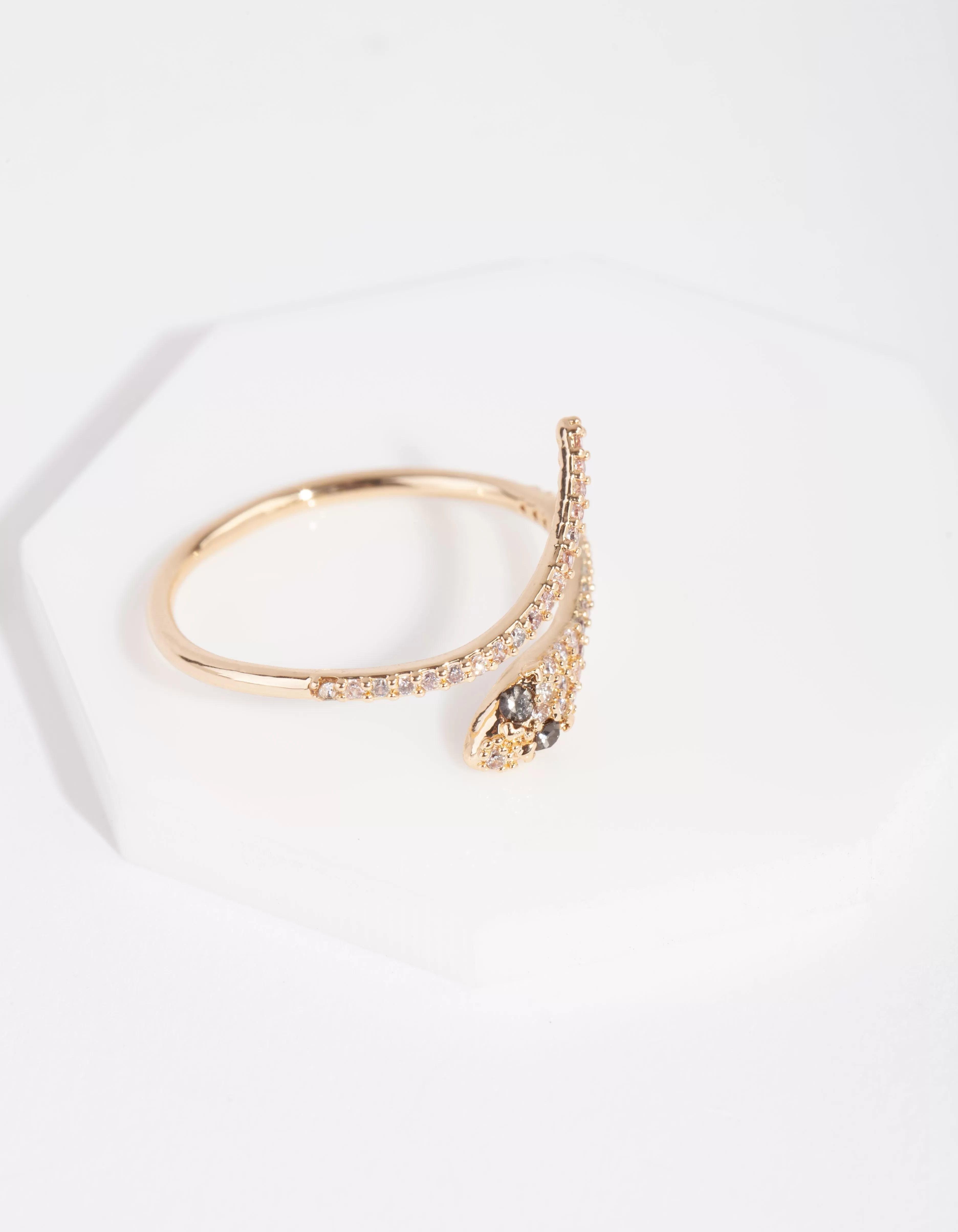 Gold Cubic Zirconia Wrap Snake Ring