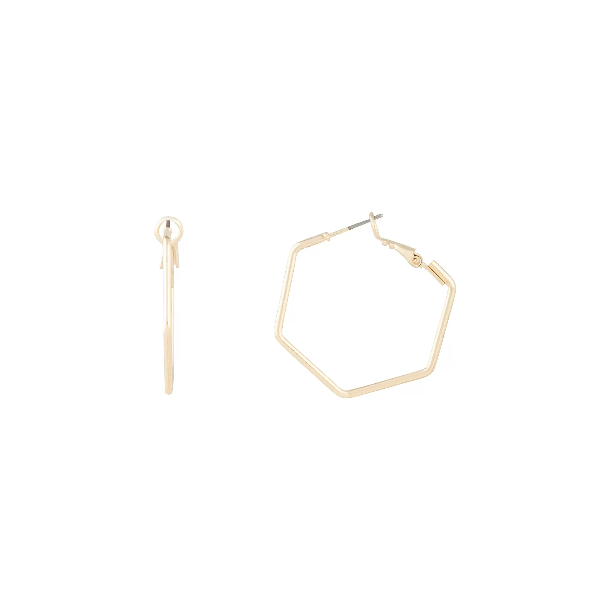 Gold Hexagon Hoop Earrings