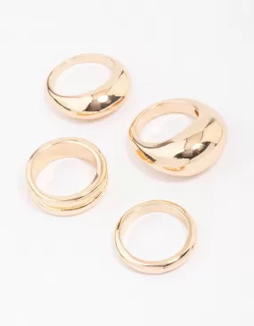 Gold Organic Smooth Ring Pack