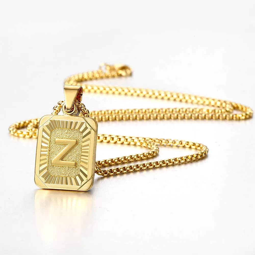 Gold Plated Initial Letter Pendant Necklace