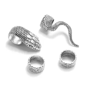 Gothic Steampunk Snake 316L Stainless Steel Vintage Midi Ring Set