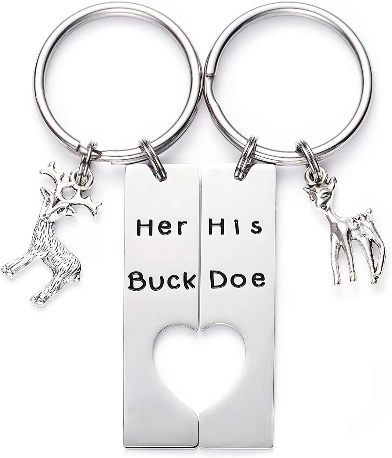 Her Buck His Doe Keychain Set  Keep One - Gift One