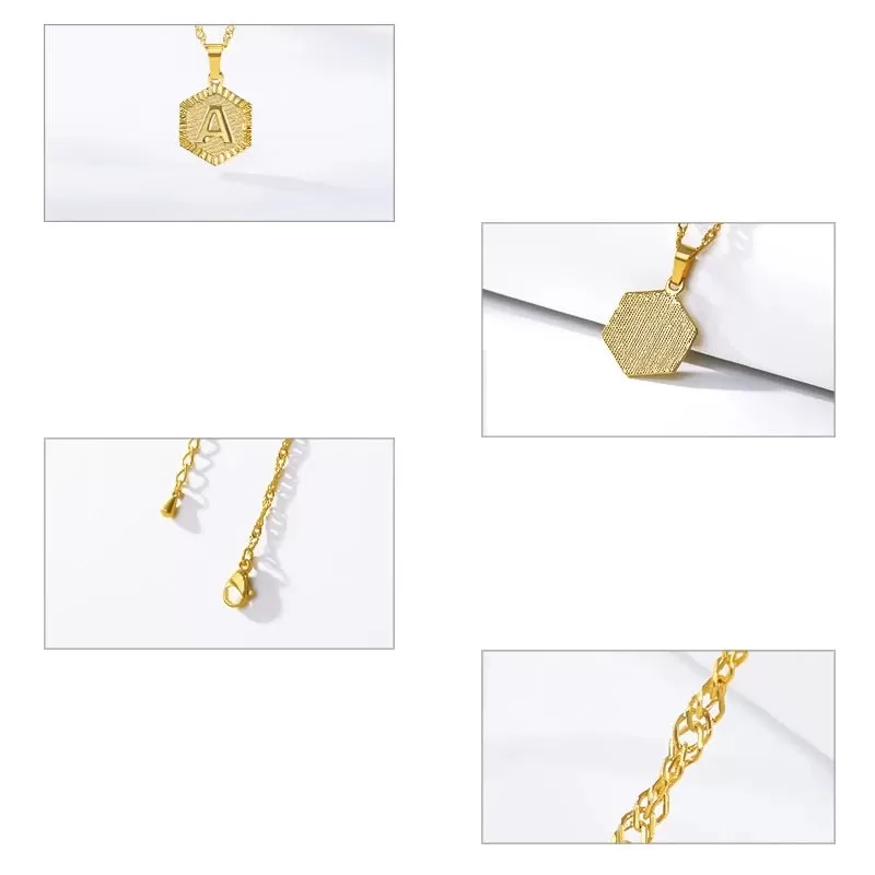 Hexagon Initial Necklace