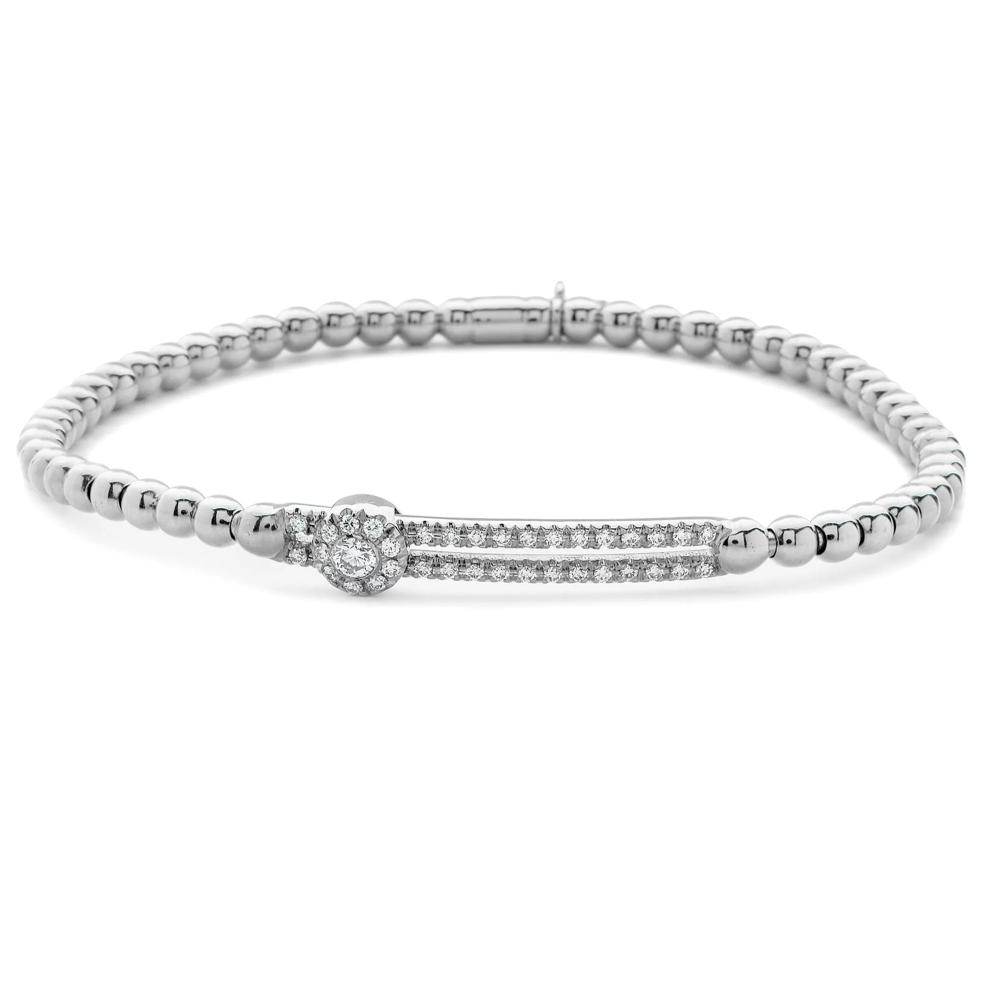 Hulchi Belluni Fidget Bracelet Single Pave Diamond Station White Gold