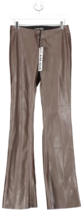 I.AM.GIA Brown Estyn Faux Leather Trousers UK S