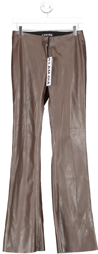 I.AM.GIA Brown Estyn Faux Leather Trousers UK S