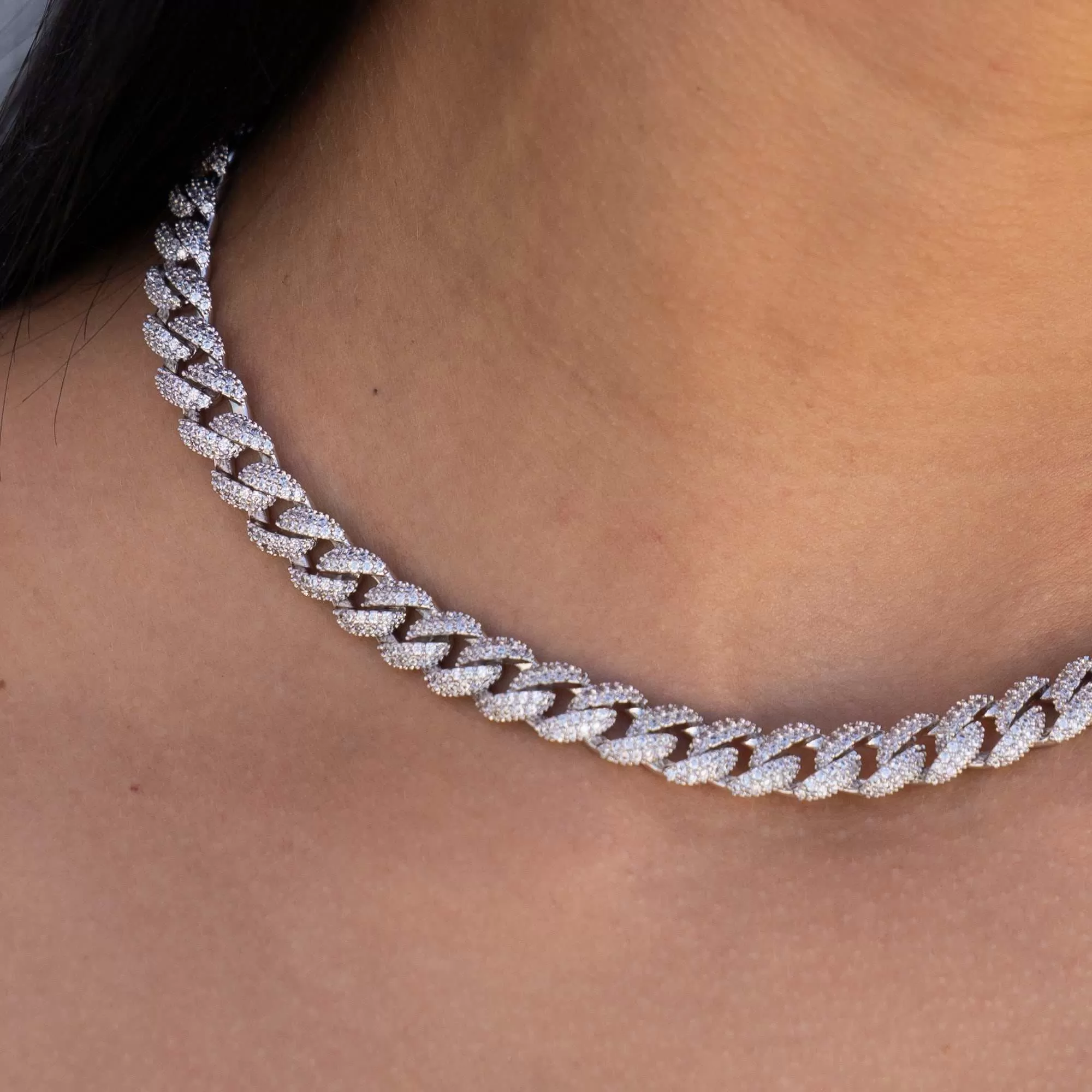 Iced Cuban Chain   Bracelet Bundle in White Gold- 8.5mm