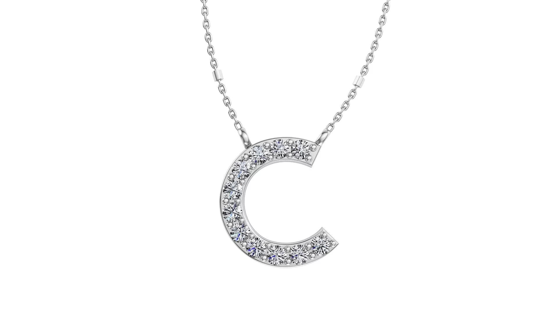 Initial C Diamond Pendant 14K Gold DIP003