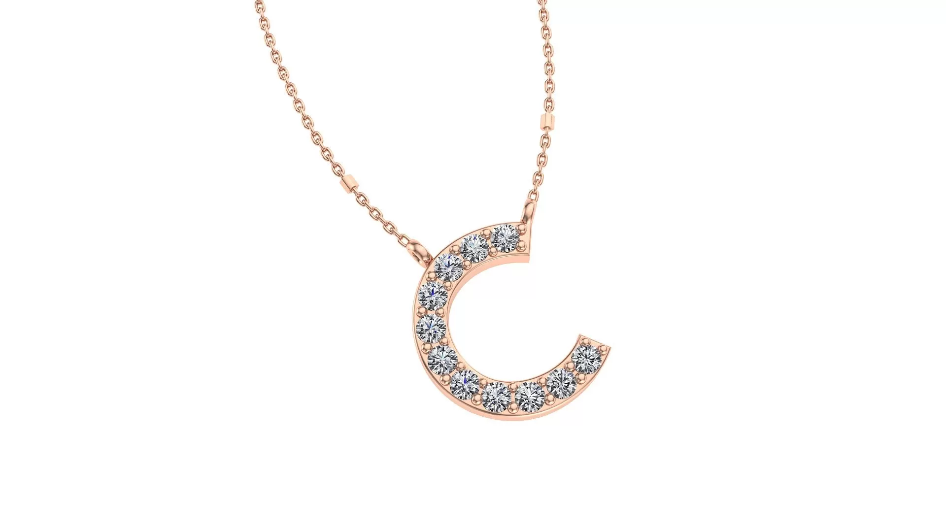 Initial C Diamond Pendant 14K Gold DIP003