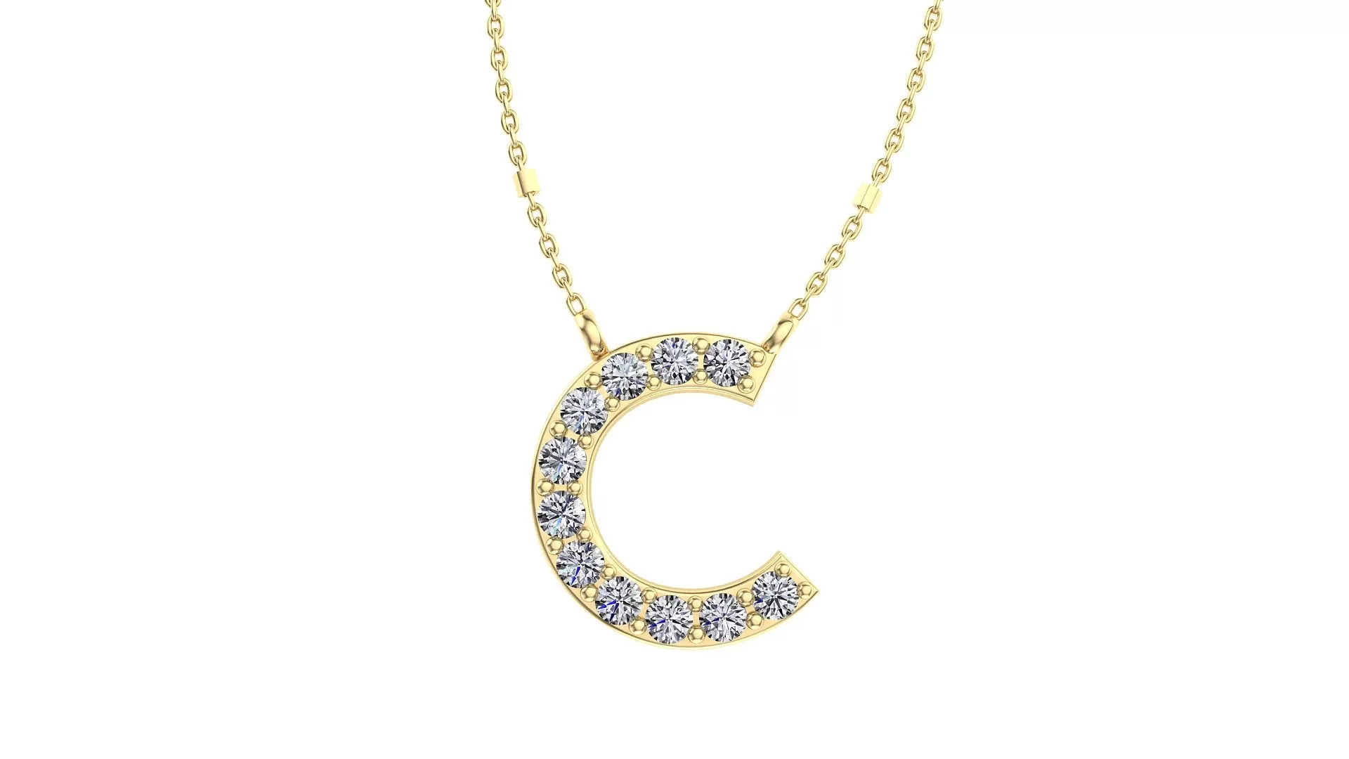 Initial C Diamond Pendant 14K Gold DIP003