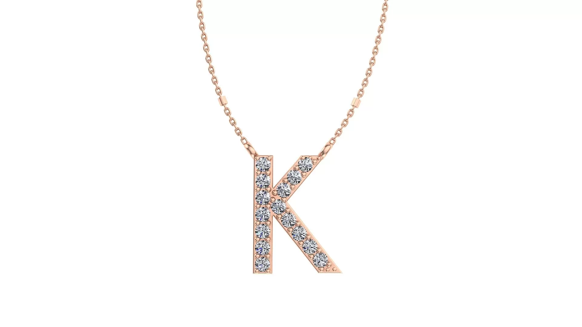 Initial K Diamond Pendant 14K Gold DIP011