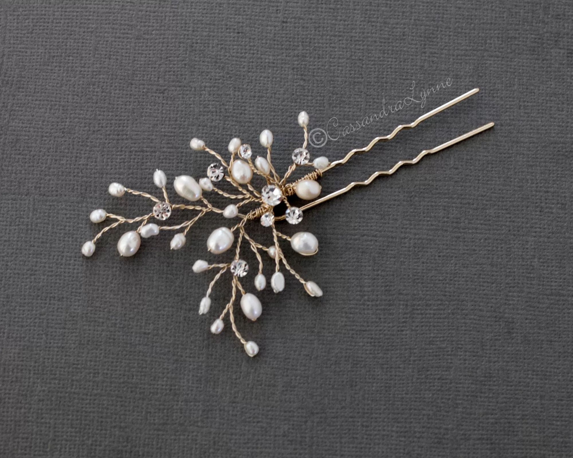 Ivory Pearl and Crystal Bridal Hair Pin