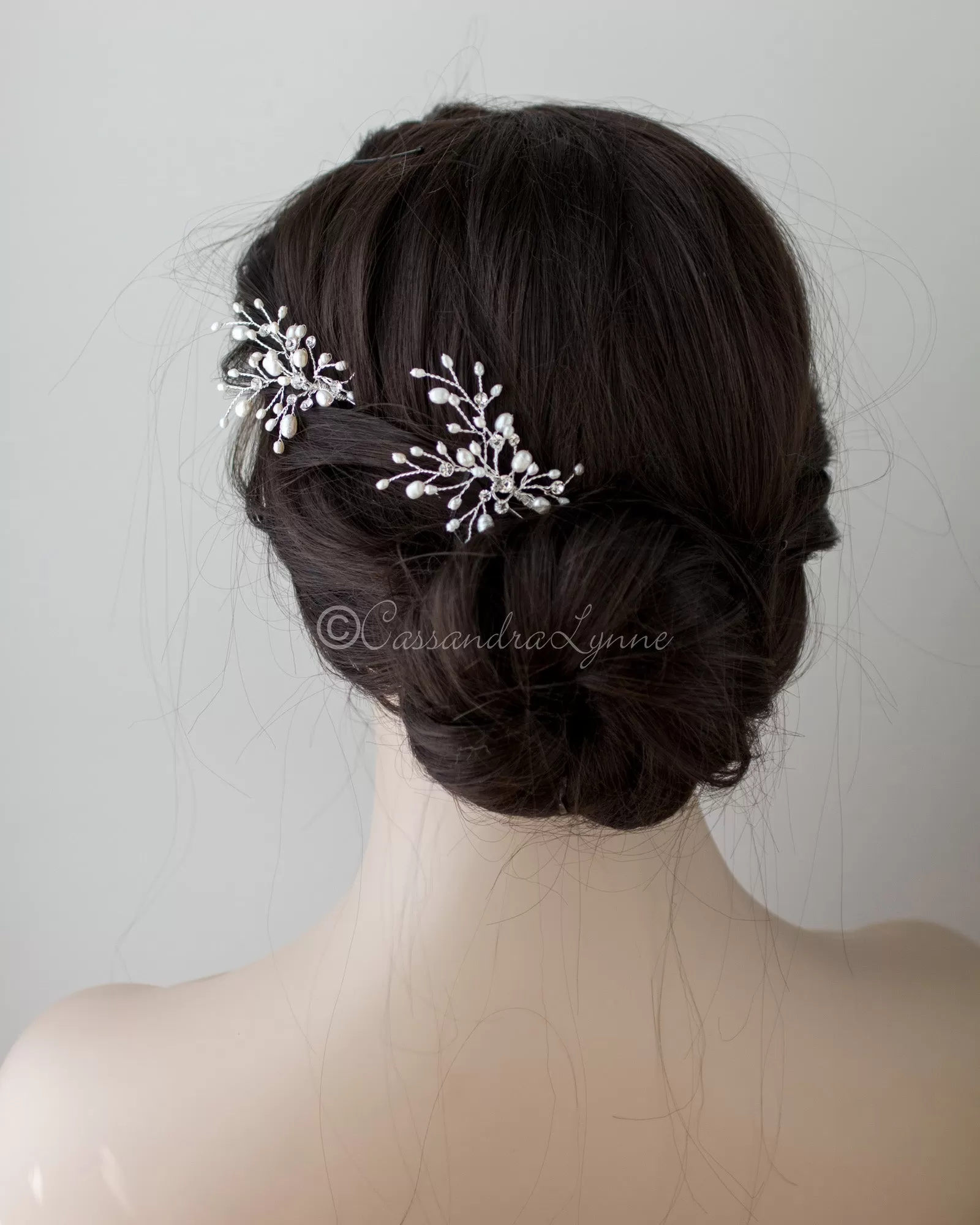 Ivory Pearl and Crystal Bridal Hair Pin