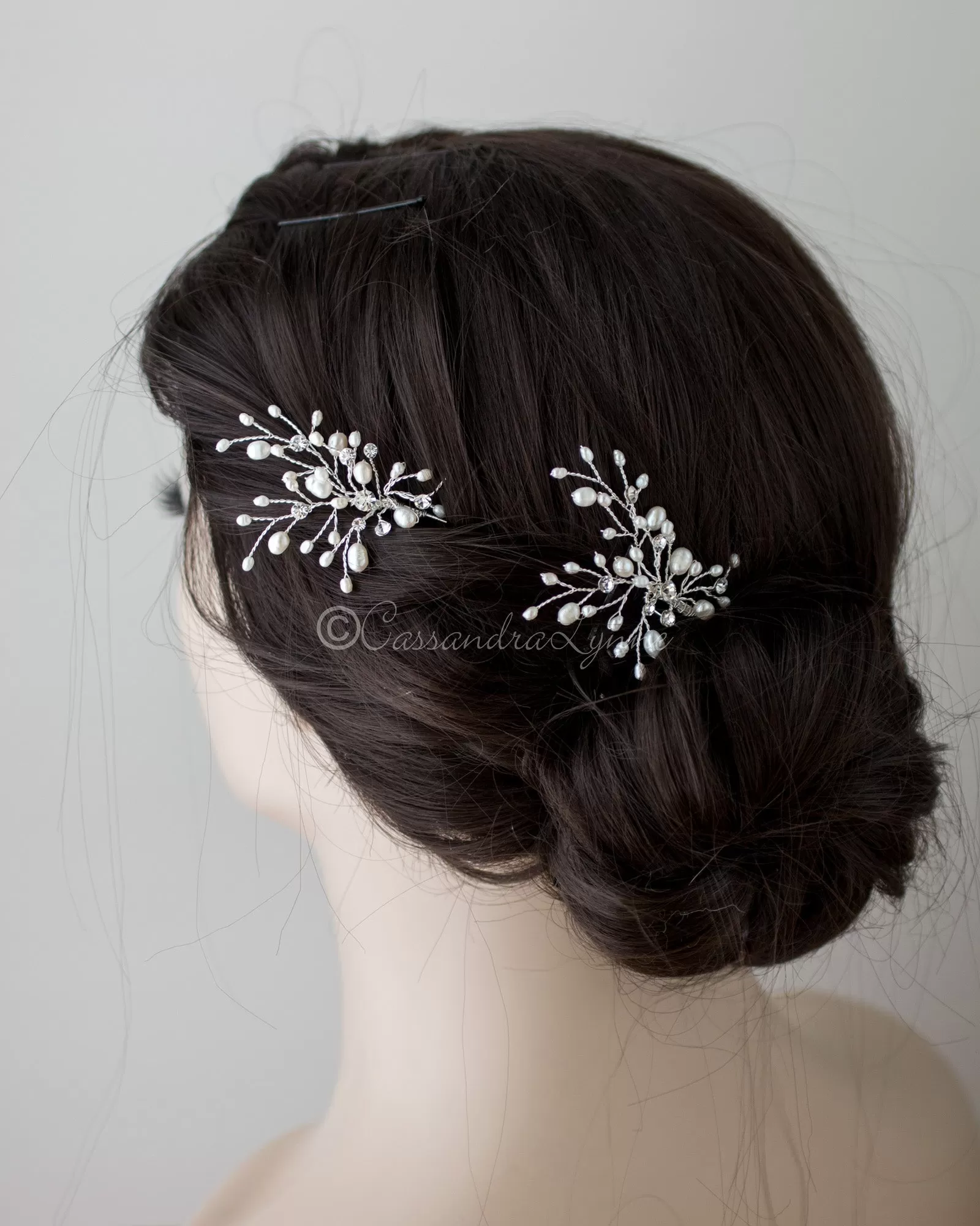 Ivory Pearl and Crystal Bridal Hair Pin