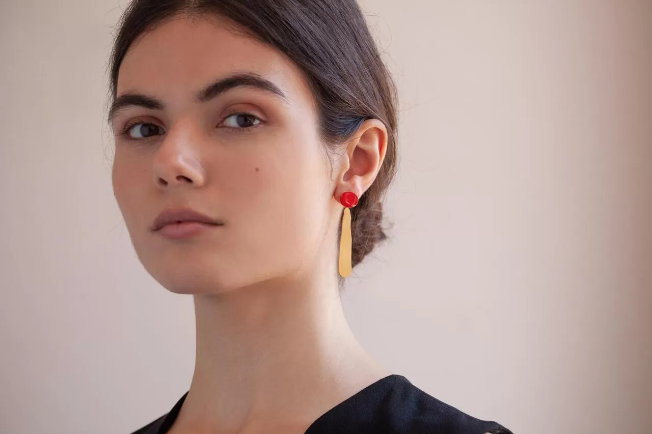 Joan Miró, Gold and Red Enamel Earrings