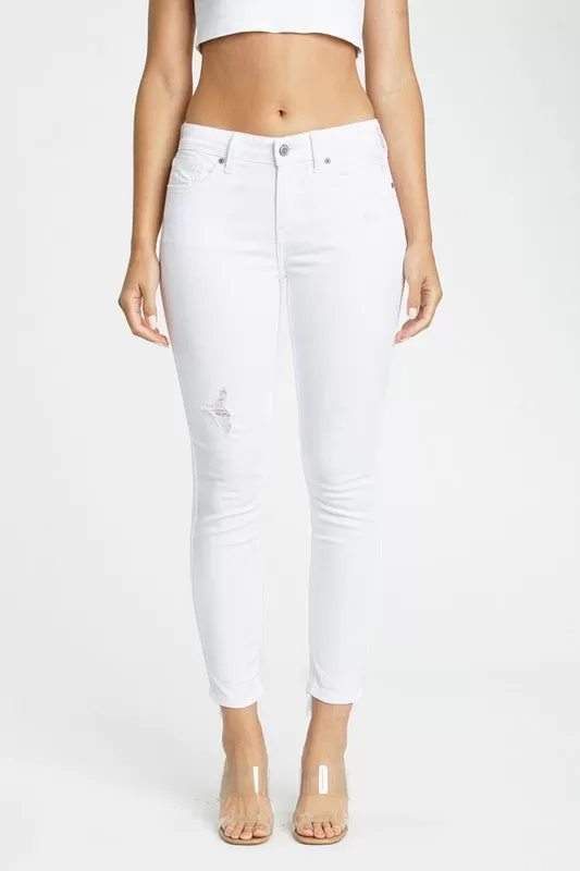 Josie Mid Rise Skinny Jeans, Pearly White