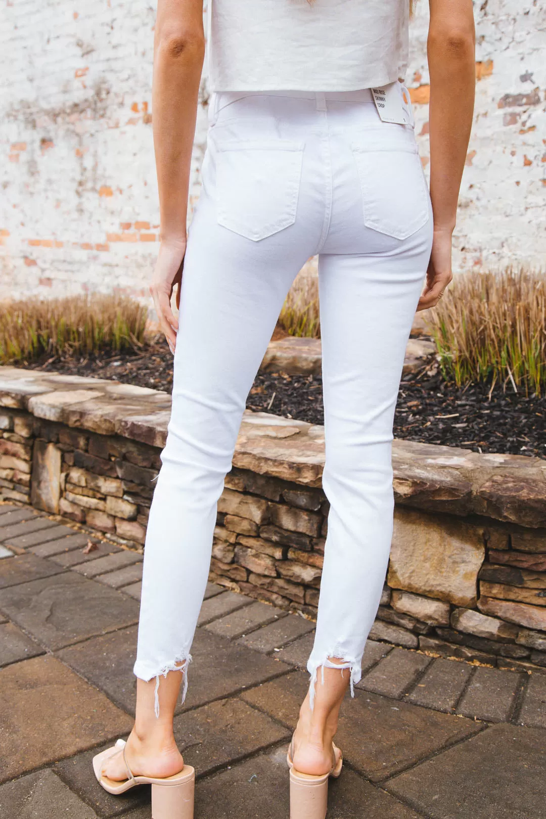 Josie Mid Rise Skinny Jeans, Pearly White