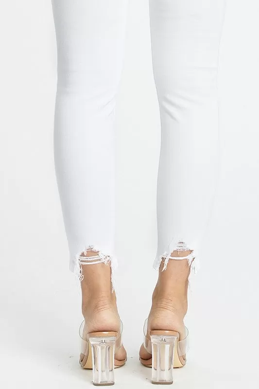 Josie Mid Rise Skinny Jeans, Pearly White