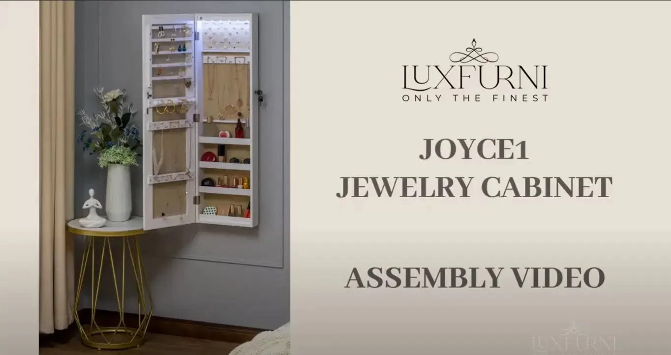 Joyce 1 Wall mounted Jewelry Armoire with Interior LED Lights – White