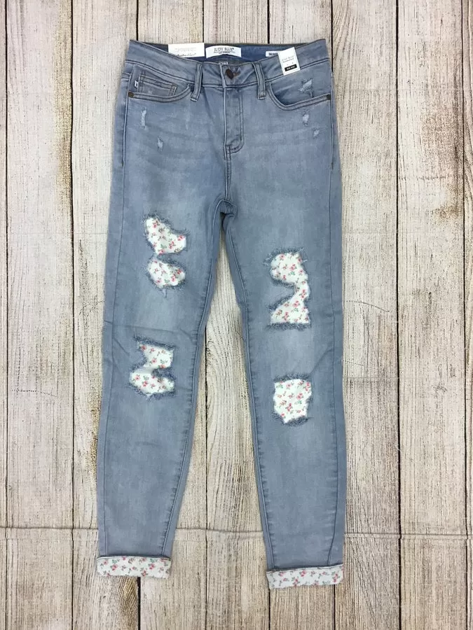 Judy Blue Light Floral Patch Skinny Jeans