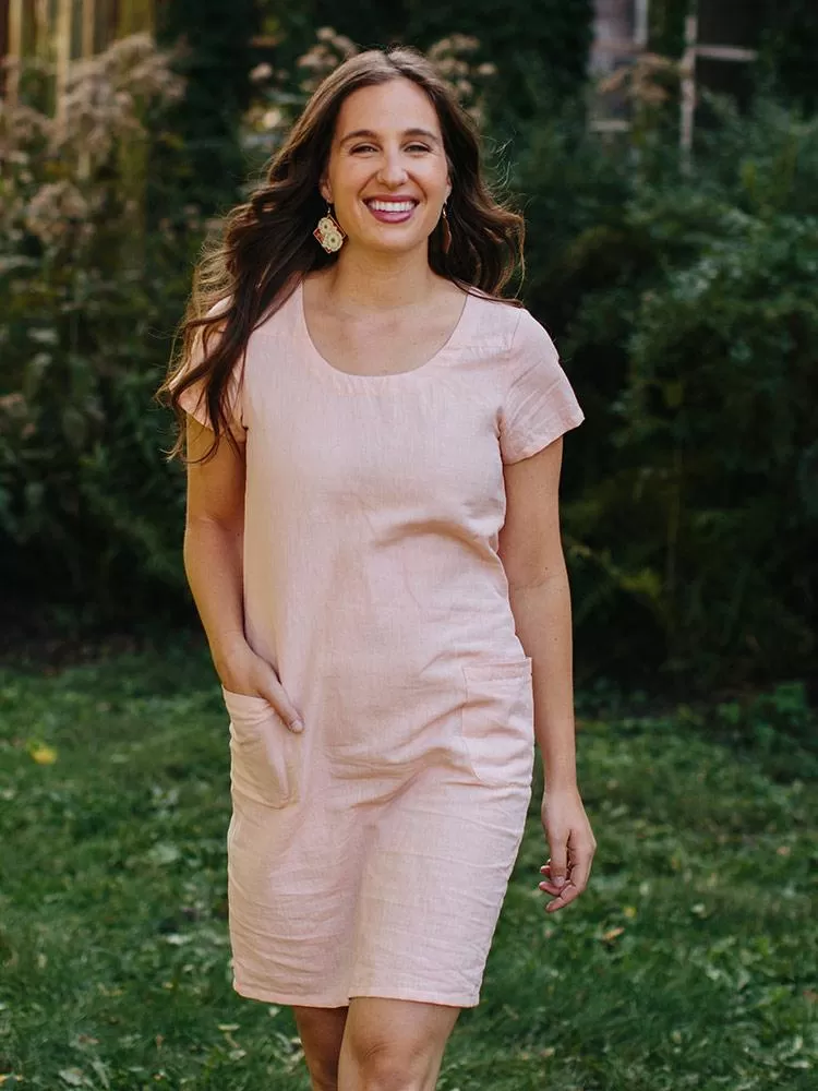 Kensington Dress - Pink Linen