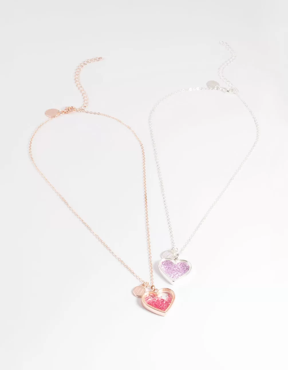 Kids Mixed Metal Diamond Heart Shaker Necklace Pack