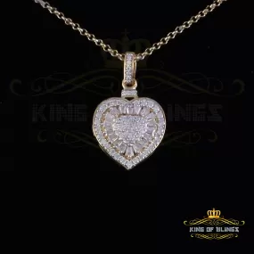 King Of Bling's 925 Sterling Yellow Silver 1.00ct VVS D Clr. Moissanite Heart Pendant for Womens