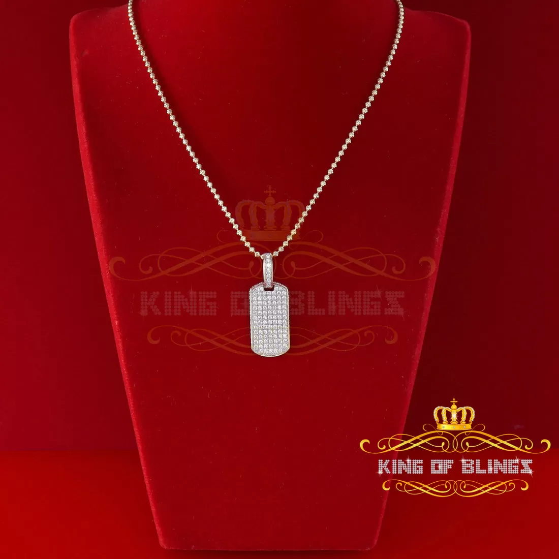 King Of Bling's King of Bling Yellow Sterling Silver Dog Tag Pendant with 2.80ct Cubic Zirconia